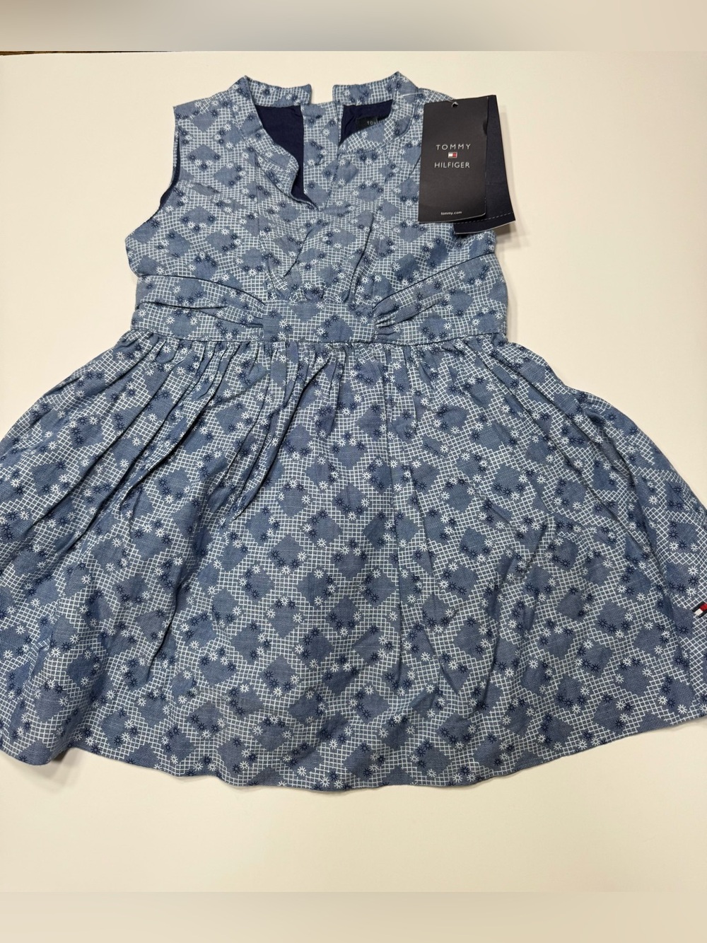 Tommy Hilfiger Girls' Blue Printed Sleeveless Dress size 18Months